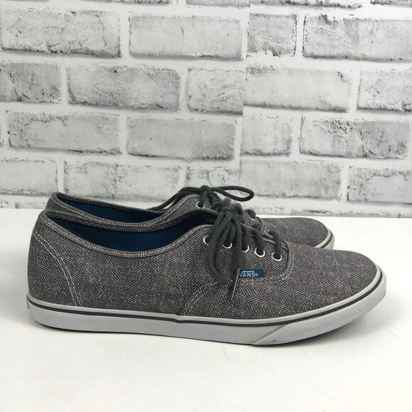 Vans Grey Herringbone Low Top Lace Up Sneaker Sz. Men’s 8 Women’s 9.5 - Picture 5 of 11